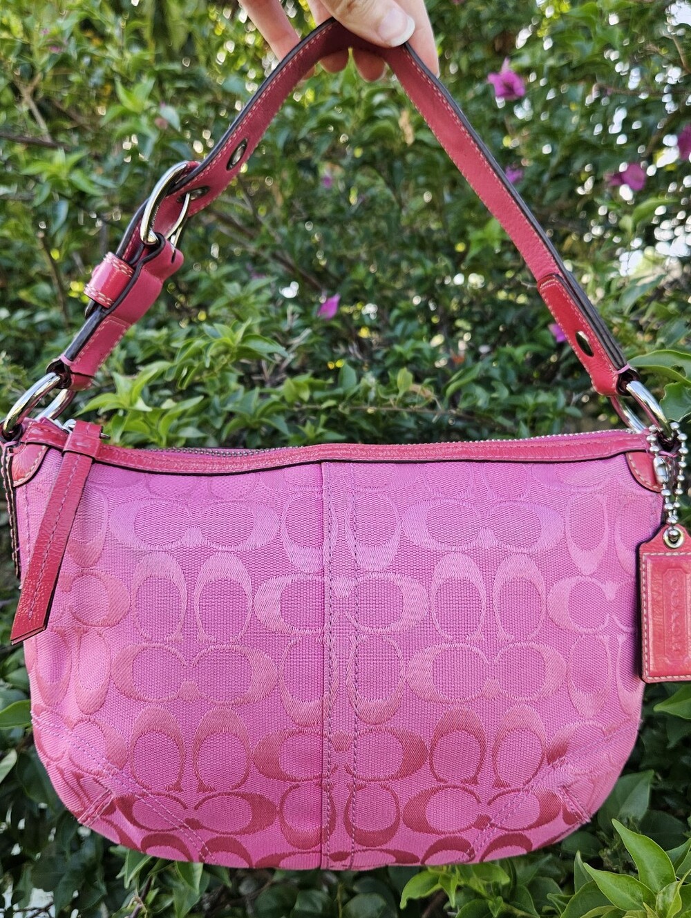 Coach Soho F13114 Pink Signature Hobo Shoulder Bag Y2K Hangtag